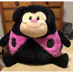 Vintage Mushable Pot Bellies Pink Black Ladybug Plush Stuffed‎ Animal 14” Tall